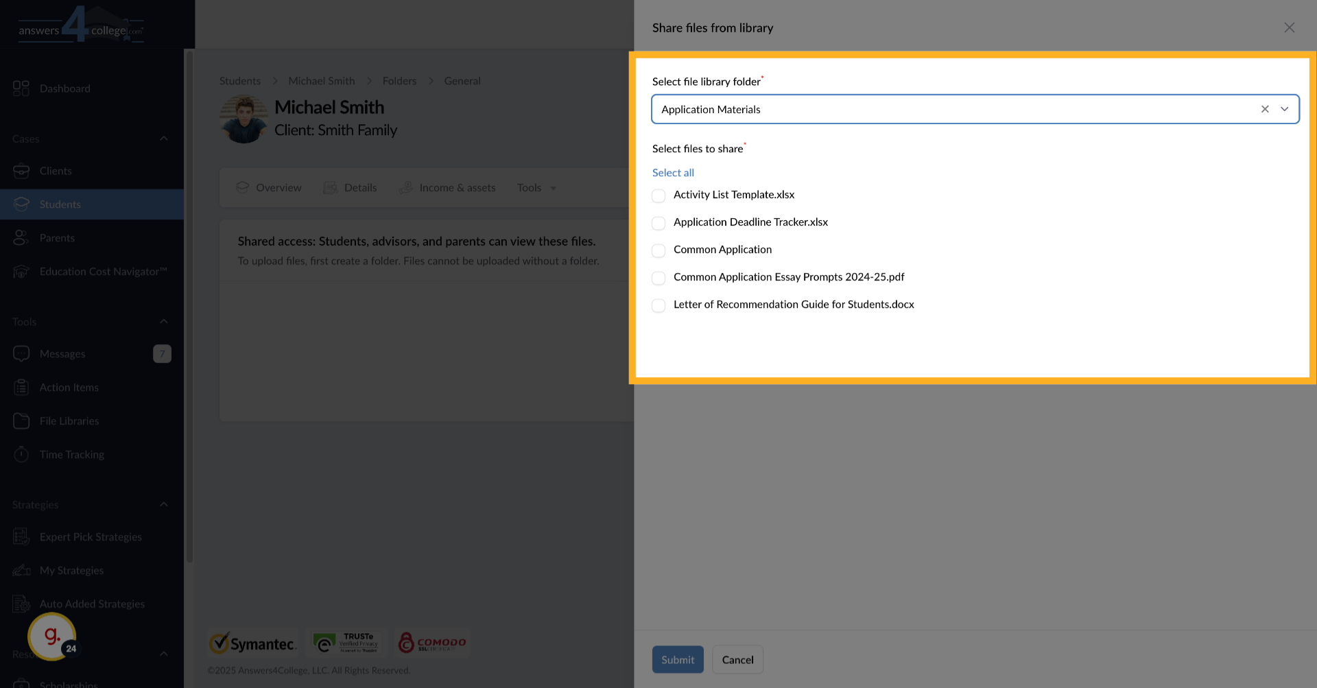 Choosing Files to Share