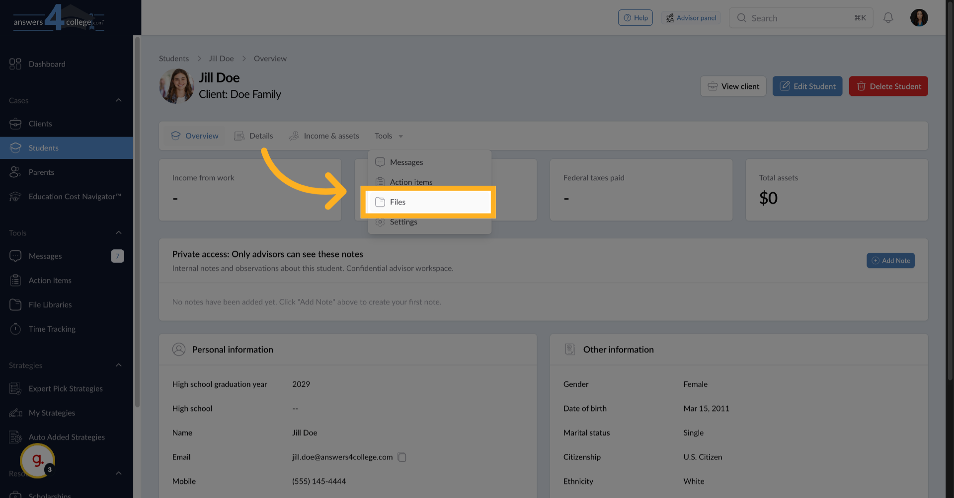 Accessing the Files Section