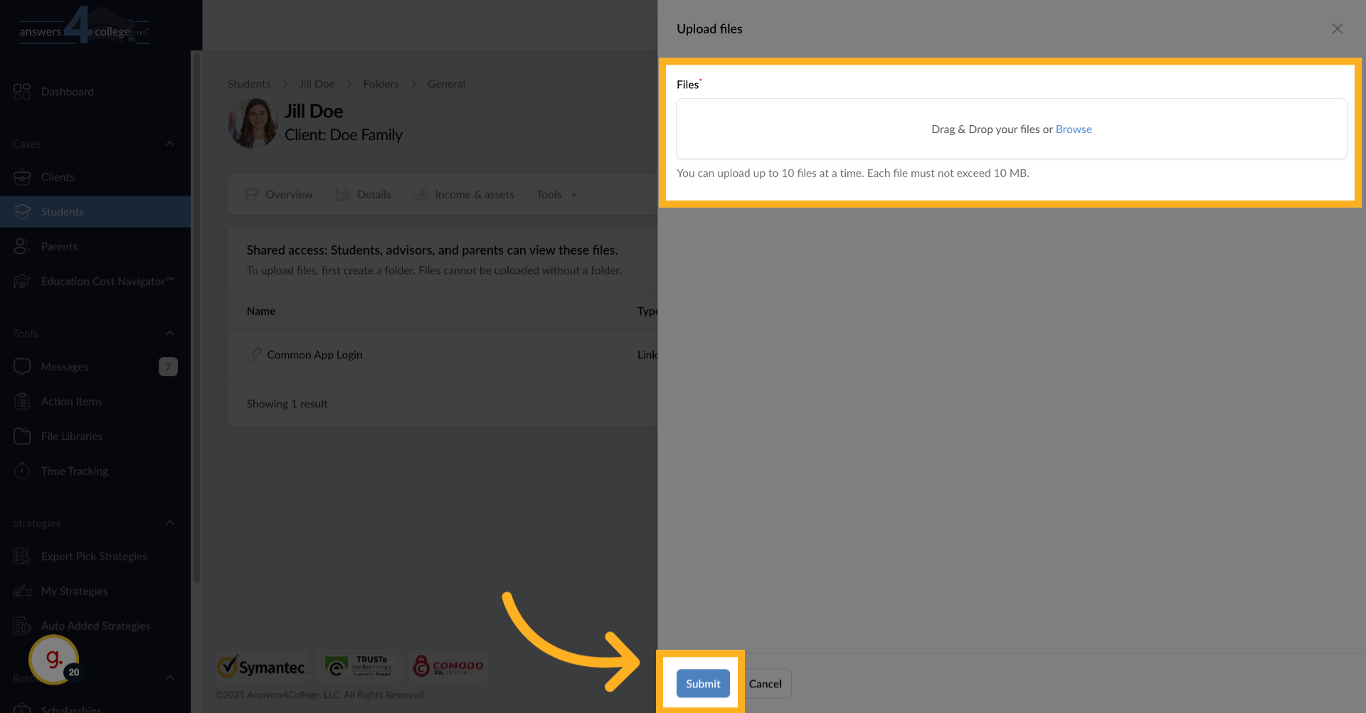 Selecting and Uploading