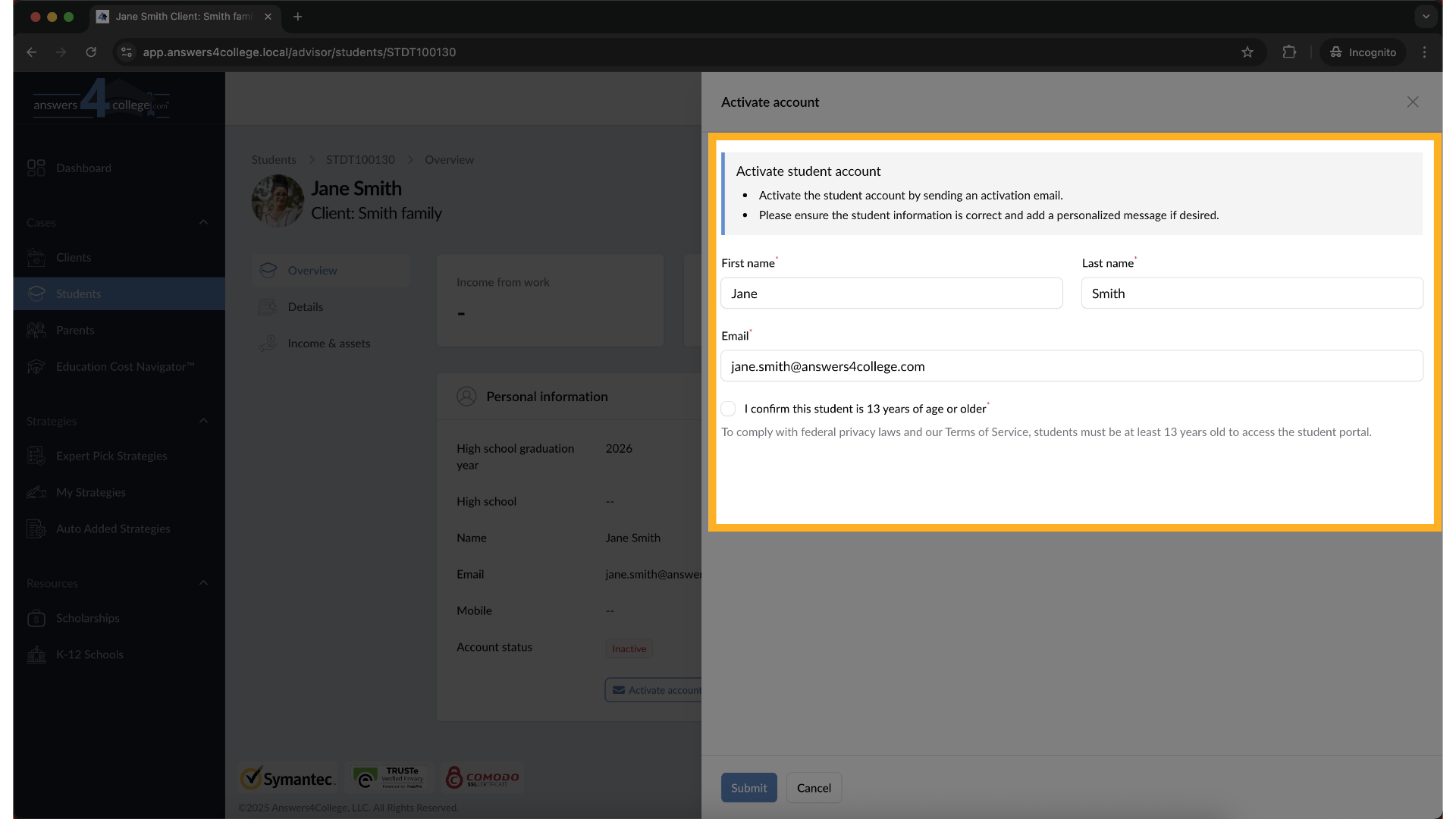 Enter Student Details