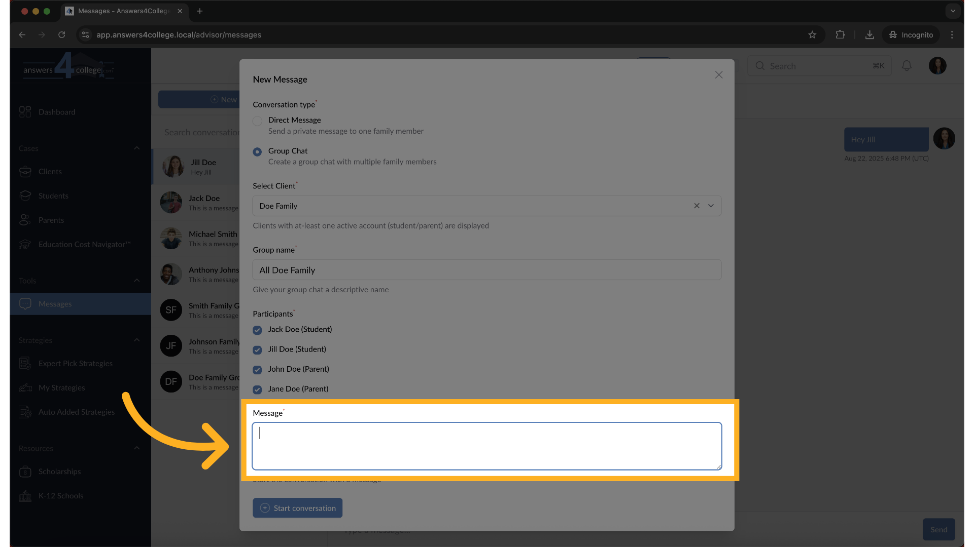 Sending the Group Message