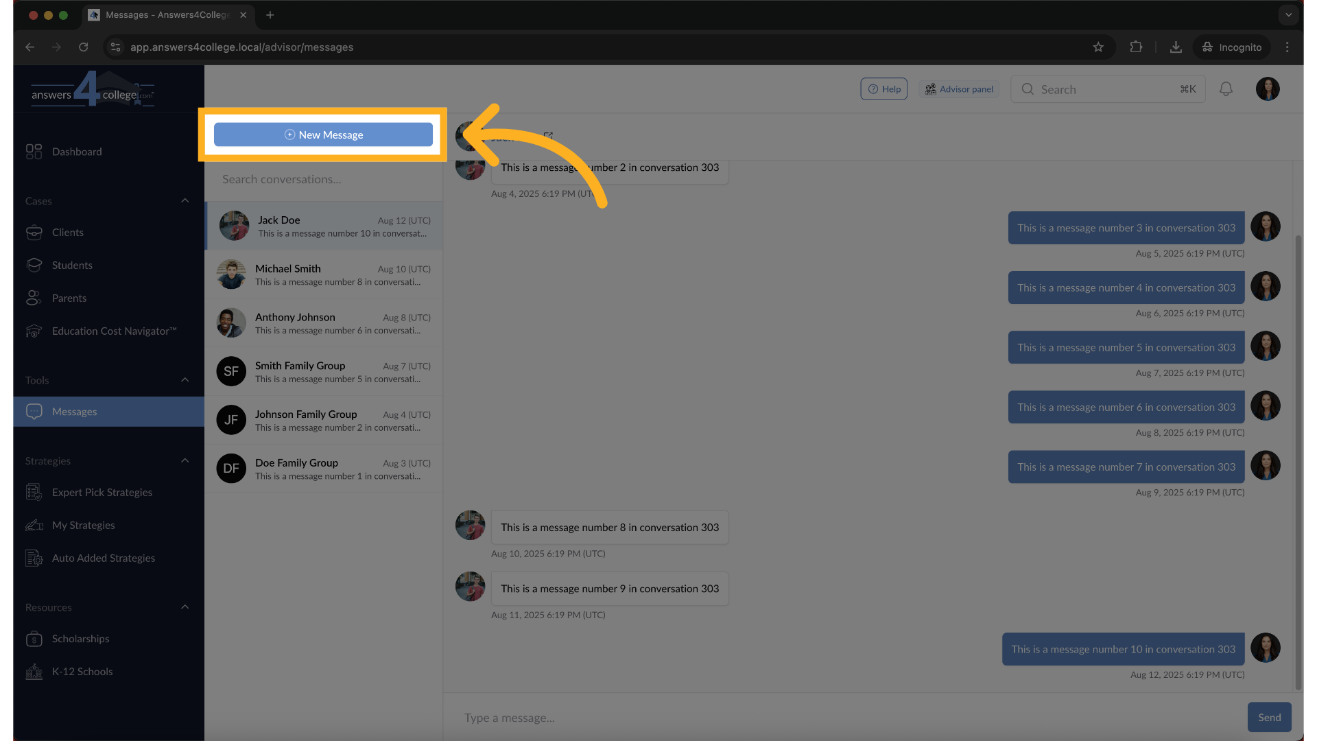 Starting a New Direct Message