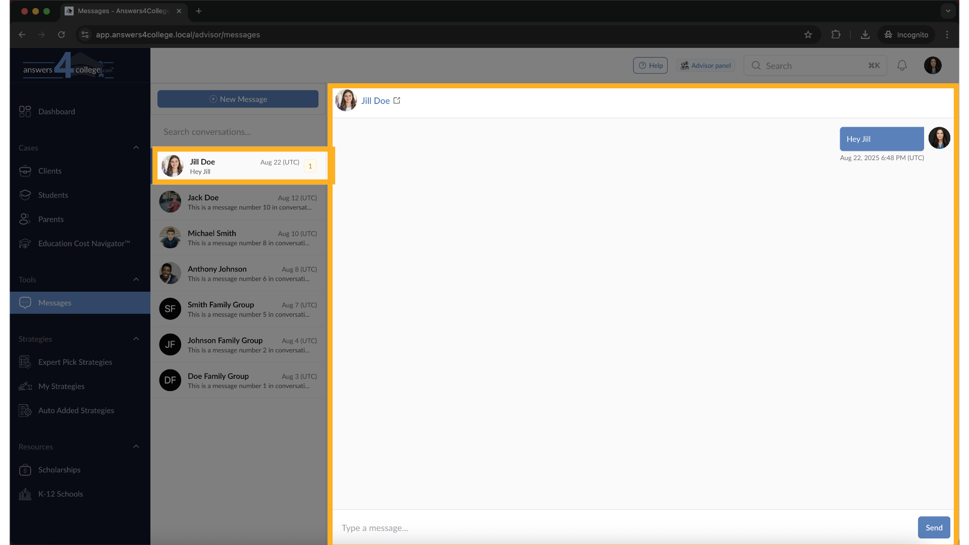 Viewing Your New Conversation