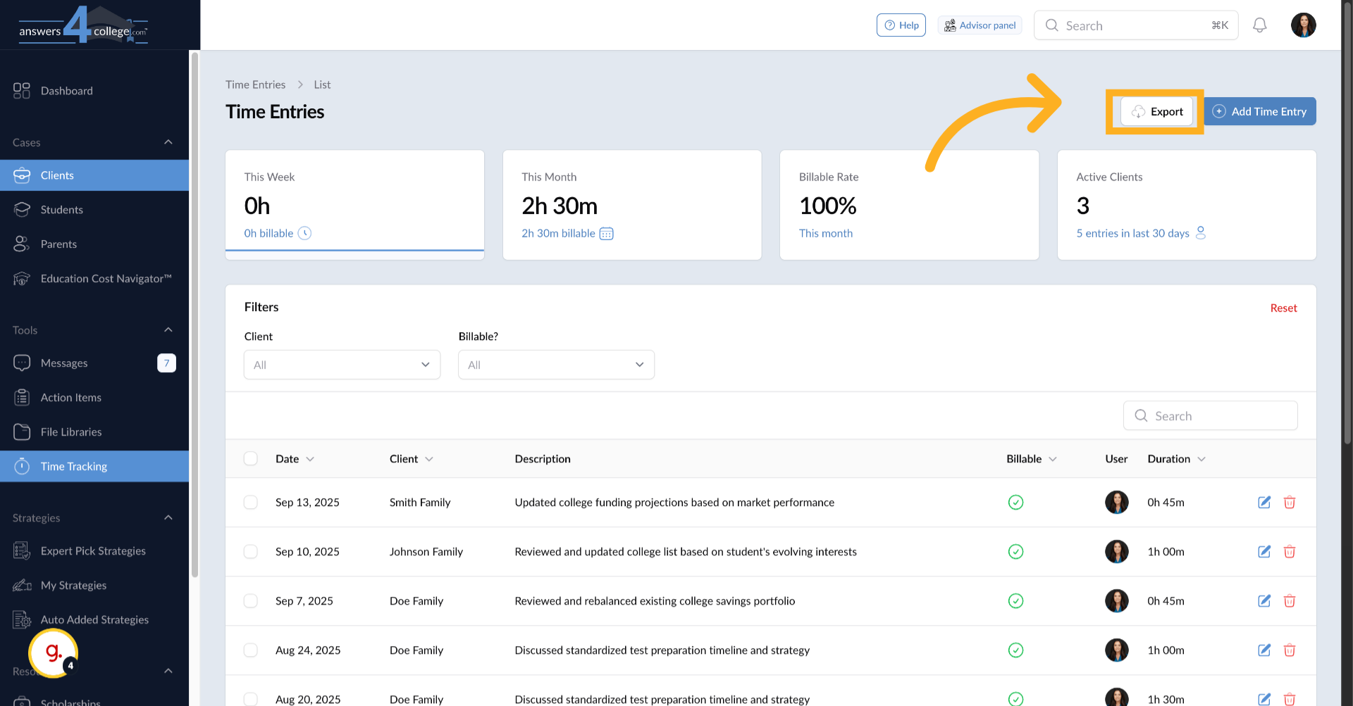 Exporting Your Time Data