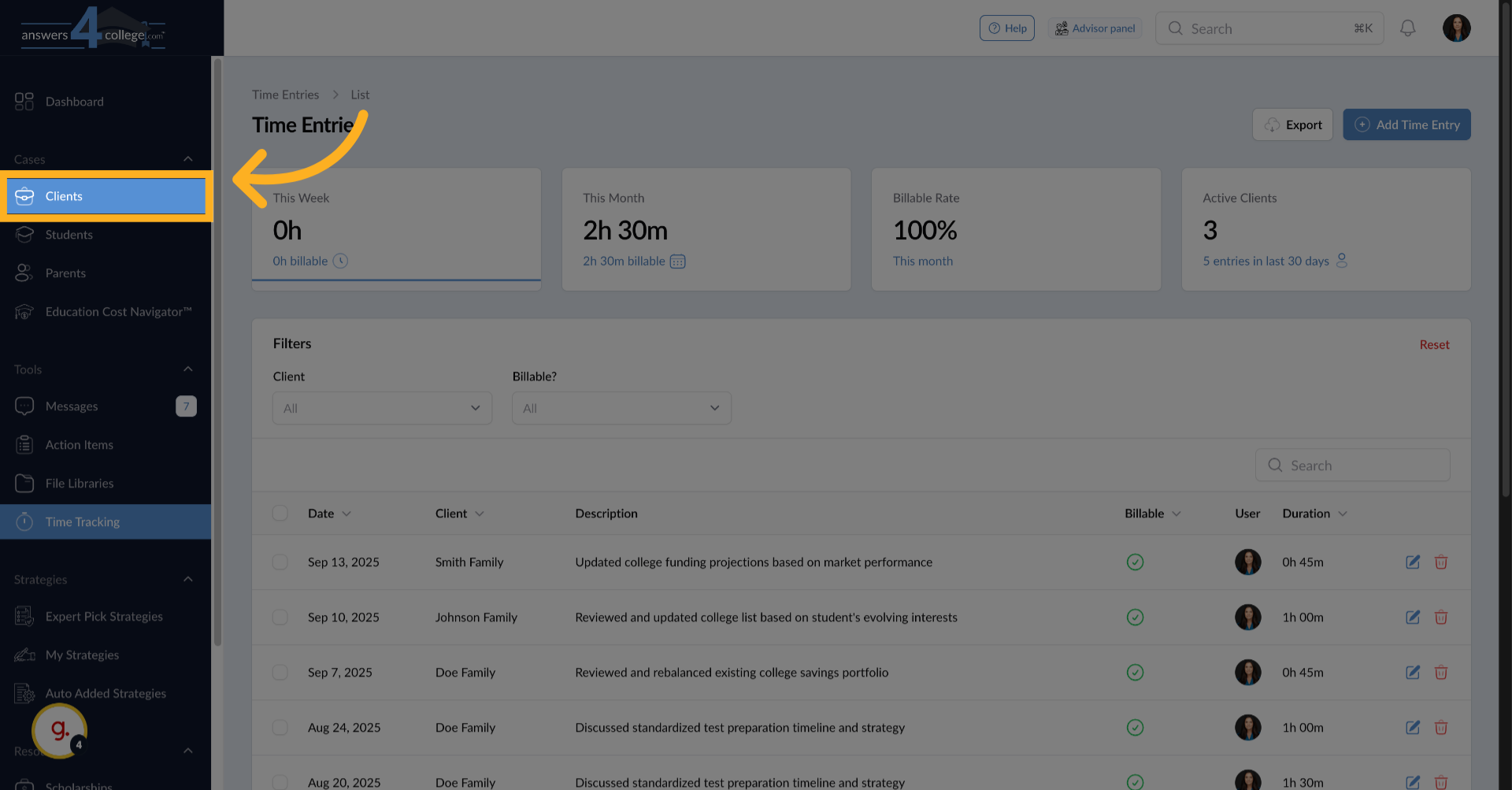 Navigating to a Client