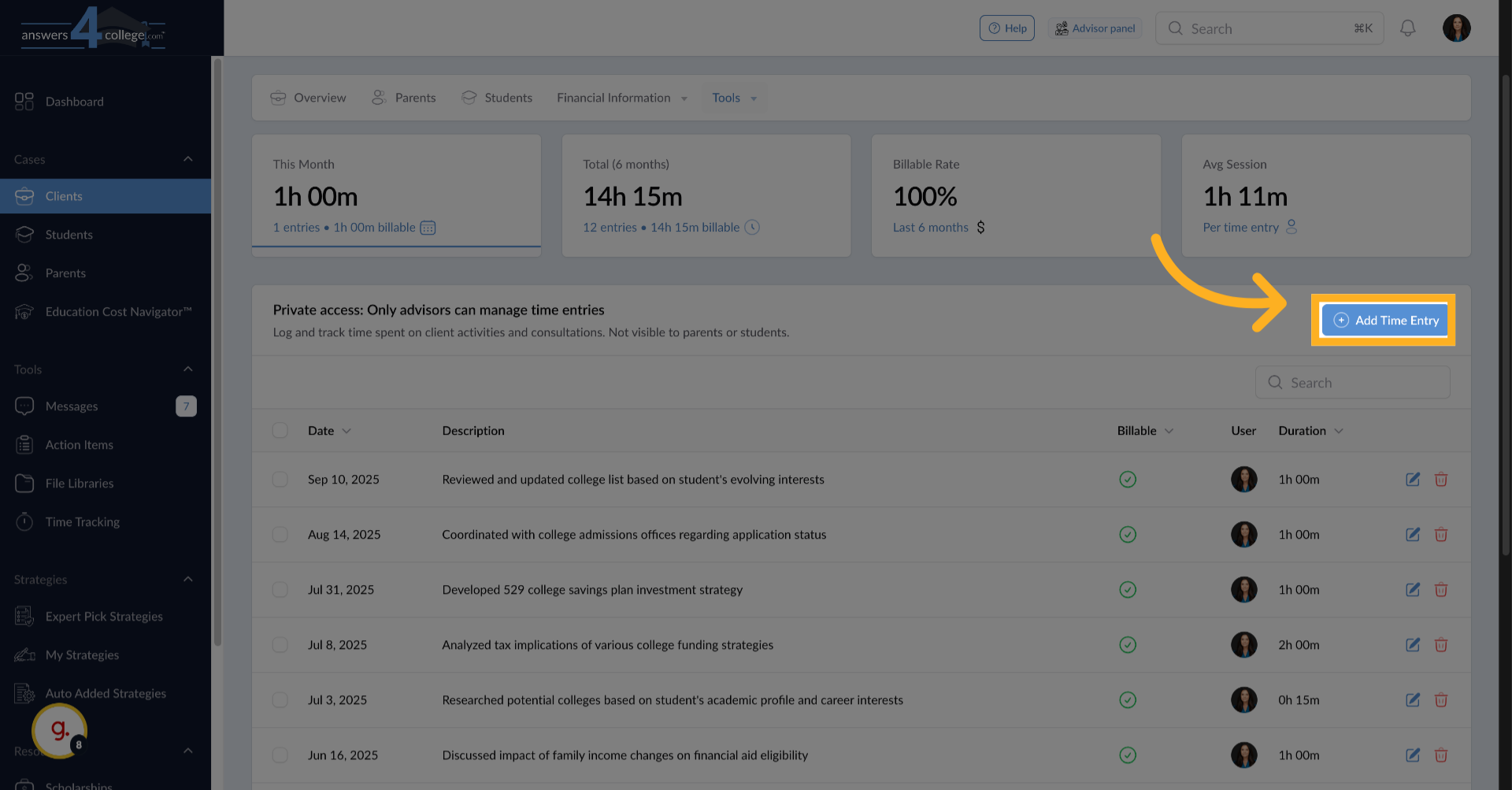 Create a New Time Entry