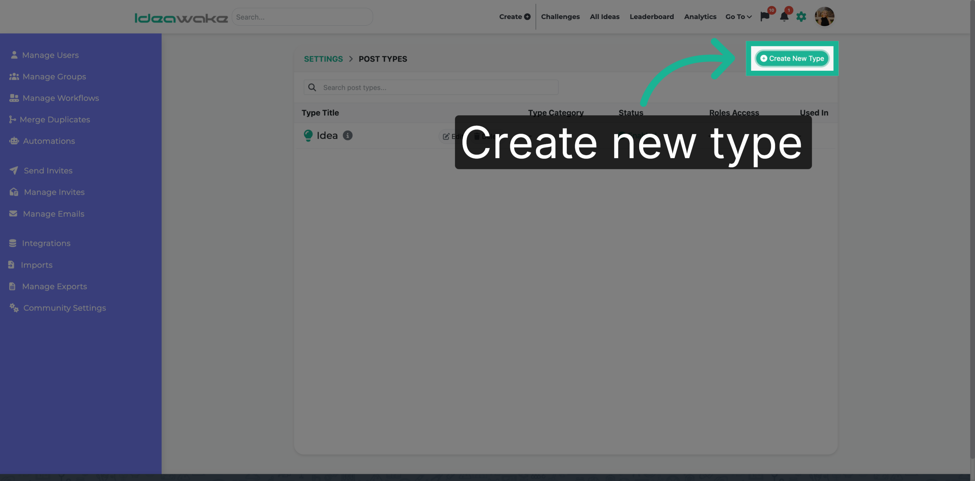 Initiate New Submission Type Creation