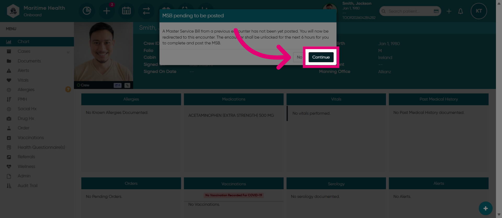 Proceed with Encounter Workflow