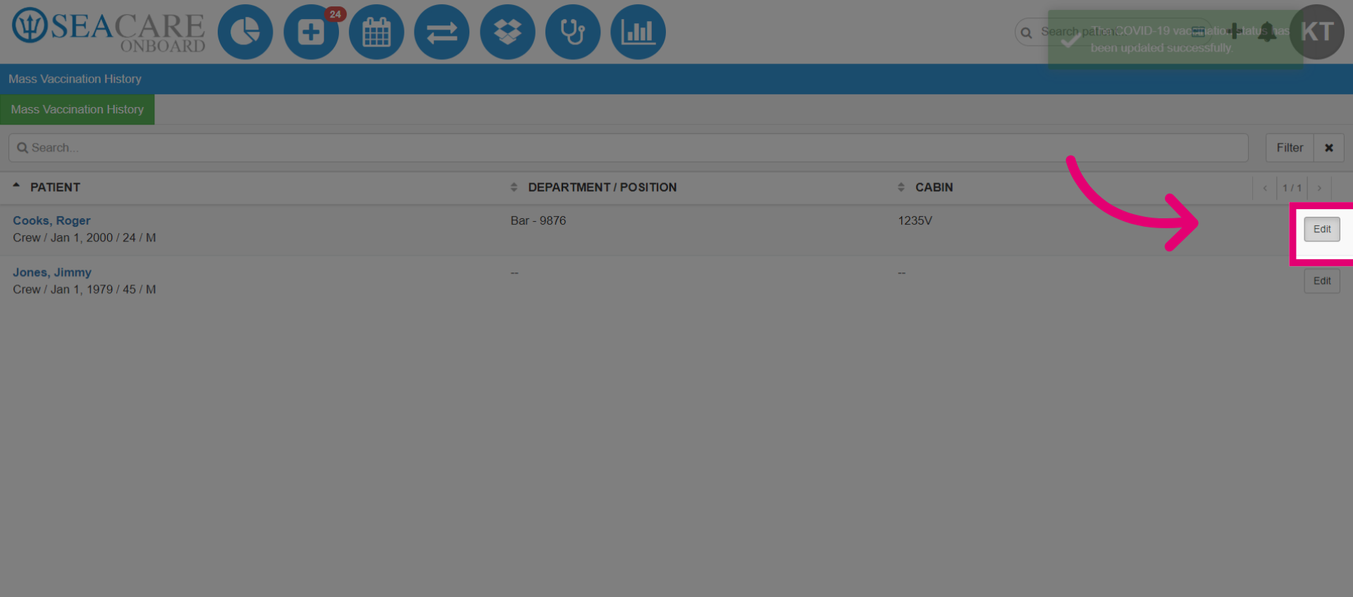 Edit a vaccination history