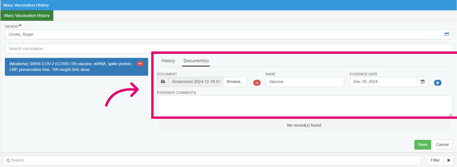 Add Document information