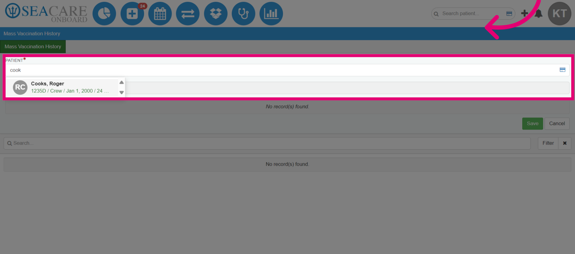 Select the patient from the list