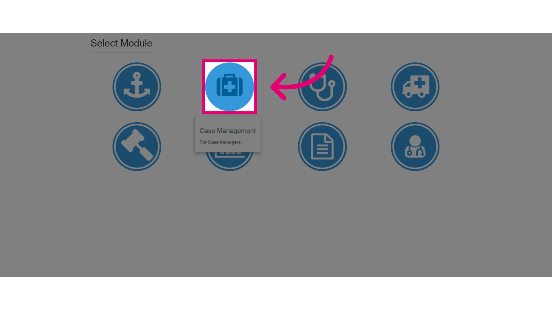 Select the 'Case Management' module
