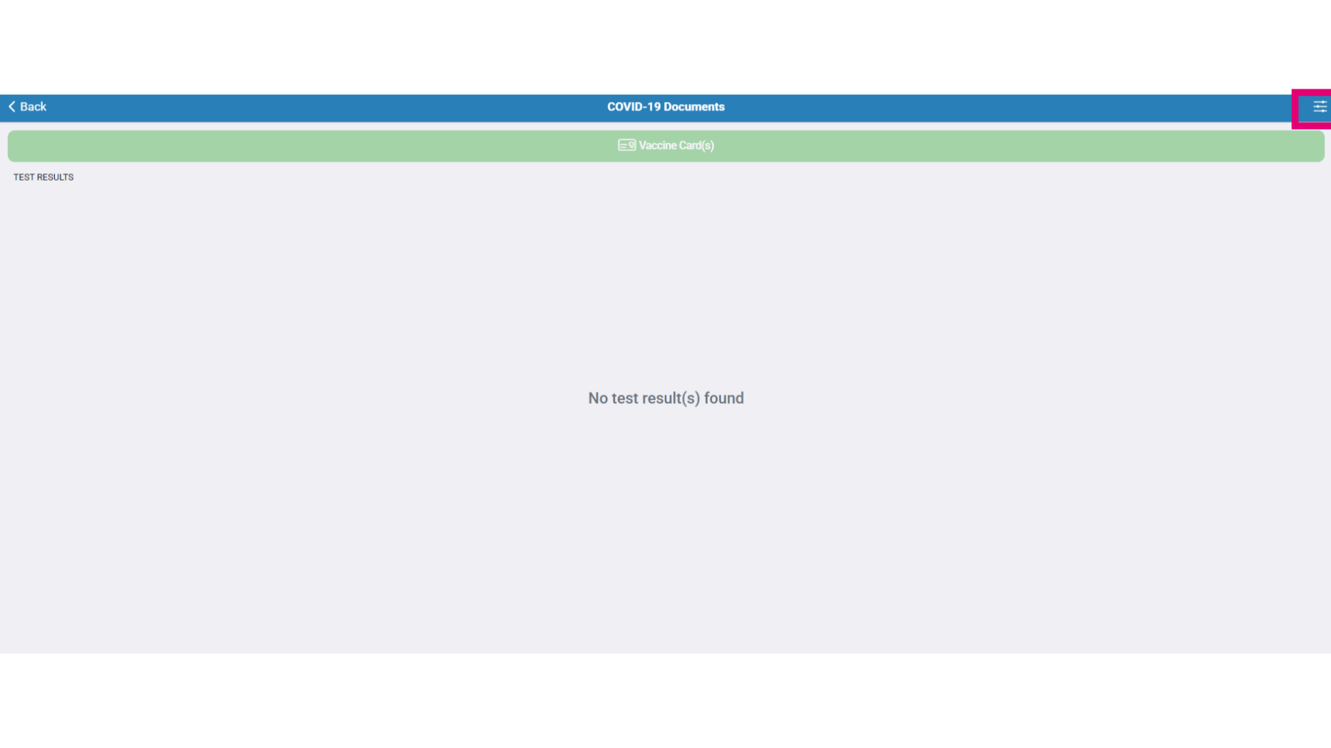 Select the filter option for locating a document