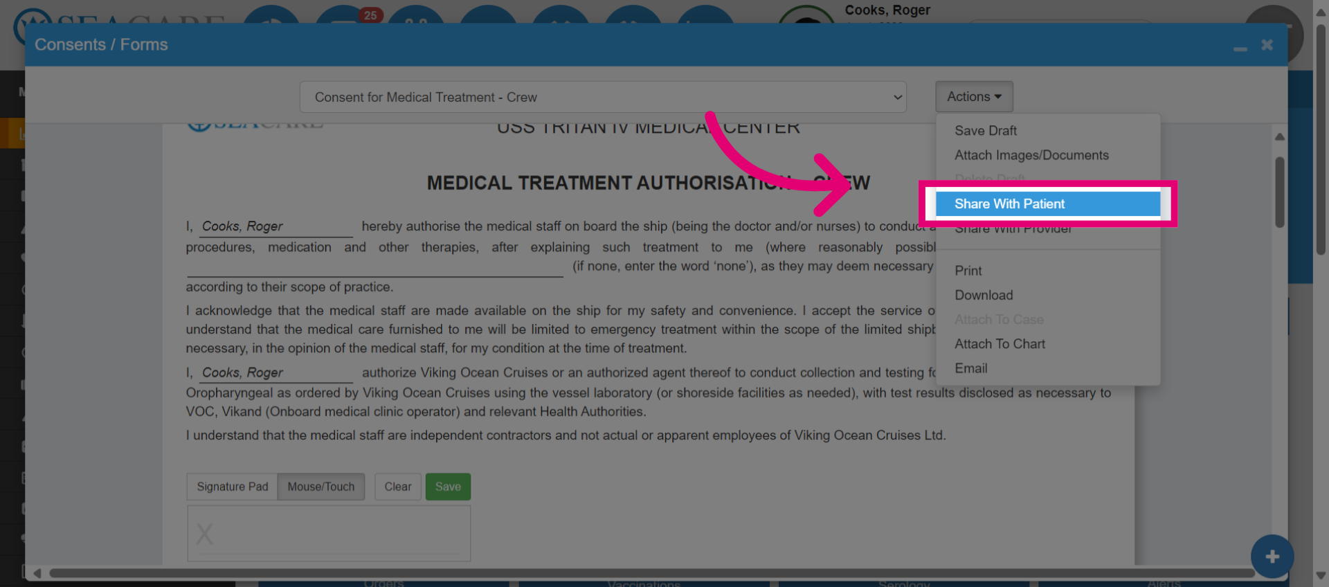 Click 'Share With Patient'