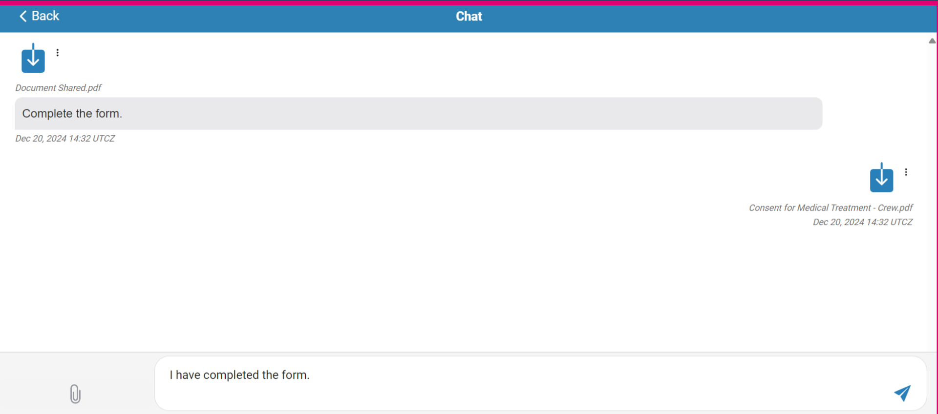 Patient may sign the consent form and send it back