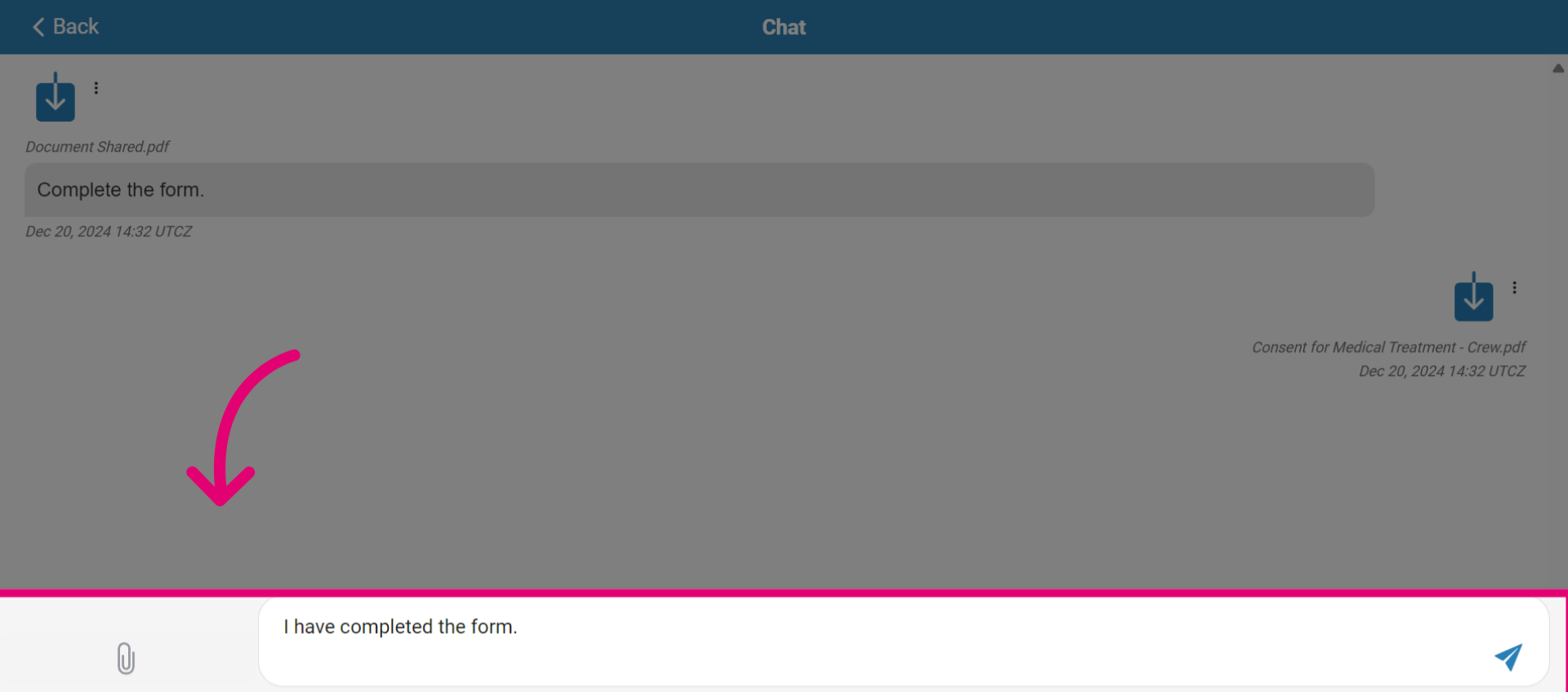 Patient can send messages