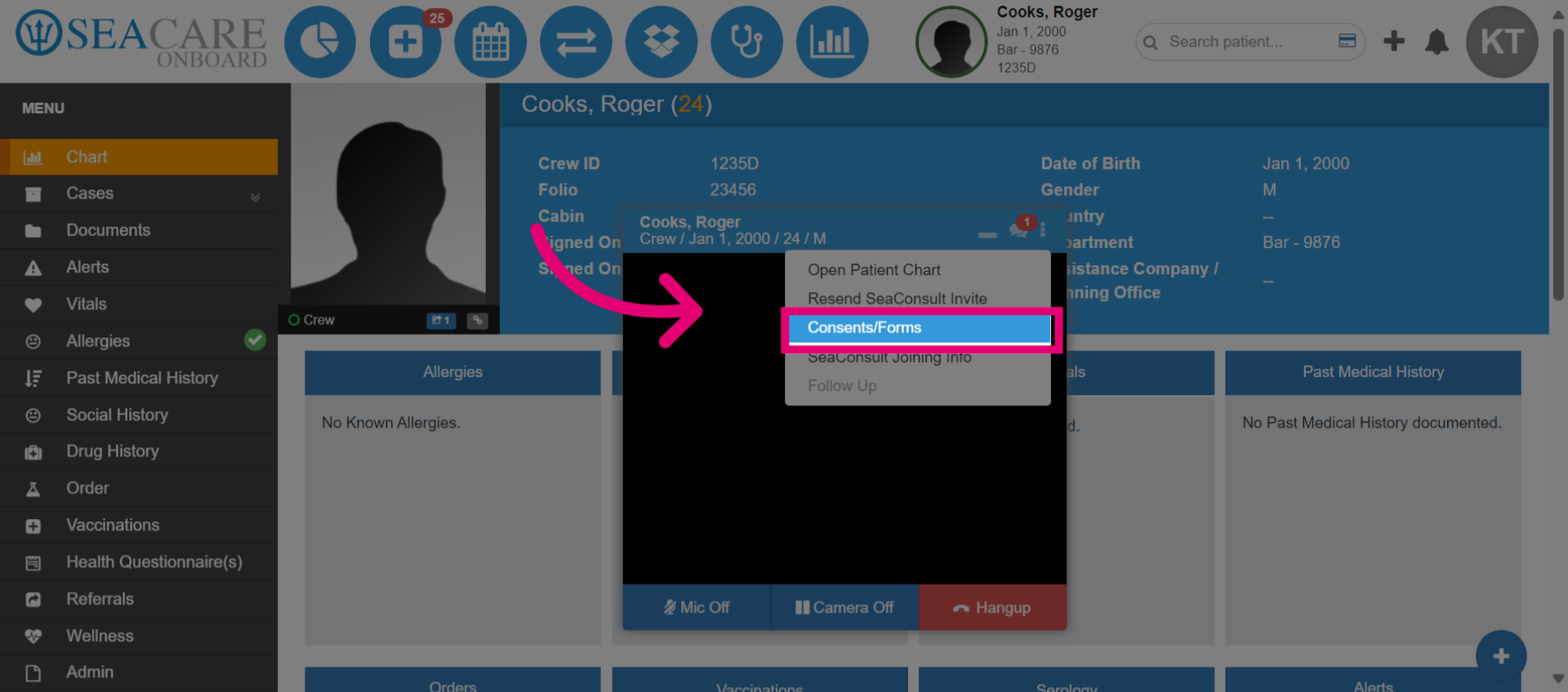 Select 'Consents/Forms'