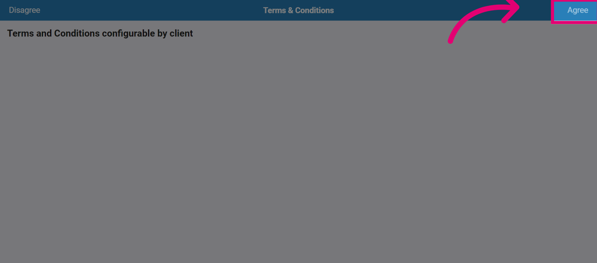 Select 'Agree' to confirm the terms and conditions