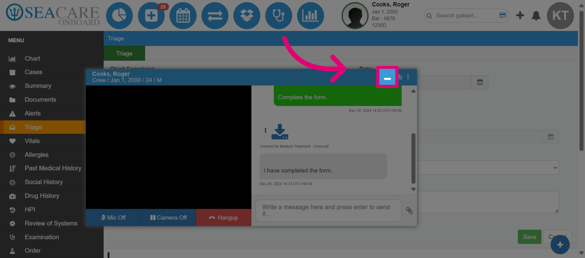 Minimize the window to enter details
