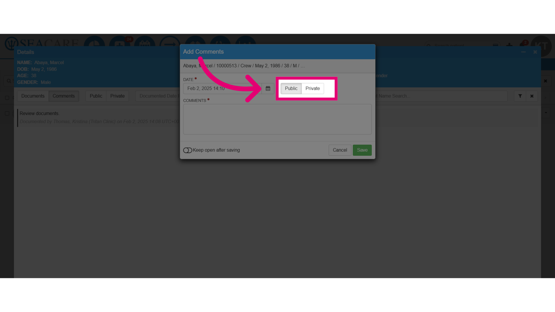 Choose 'Public' or 'Private'