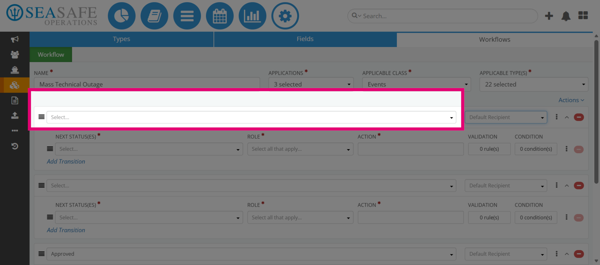Open Status Selection