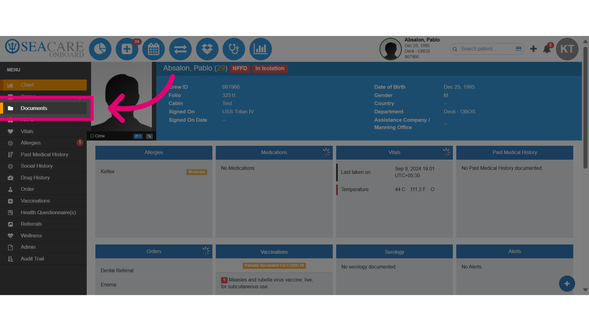 View saved documents in the 'Documents' module