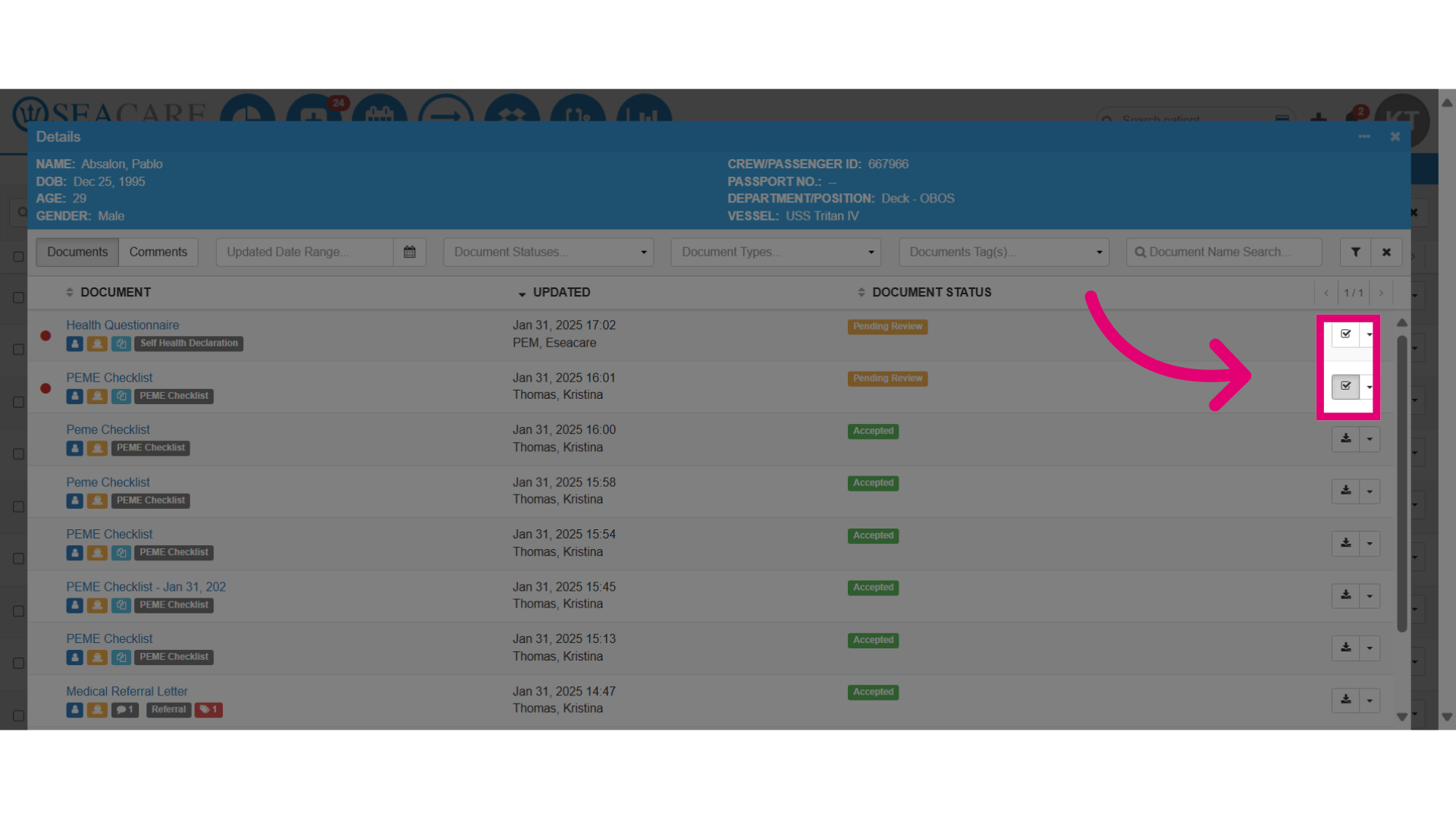 Complete the document review steps