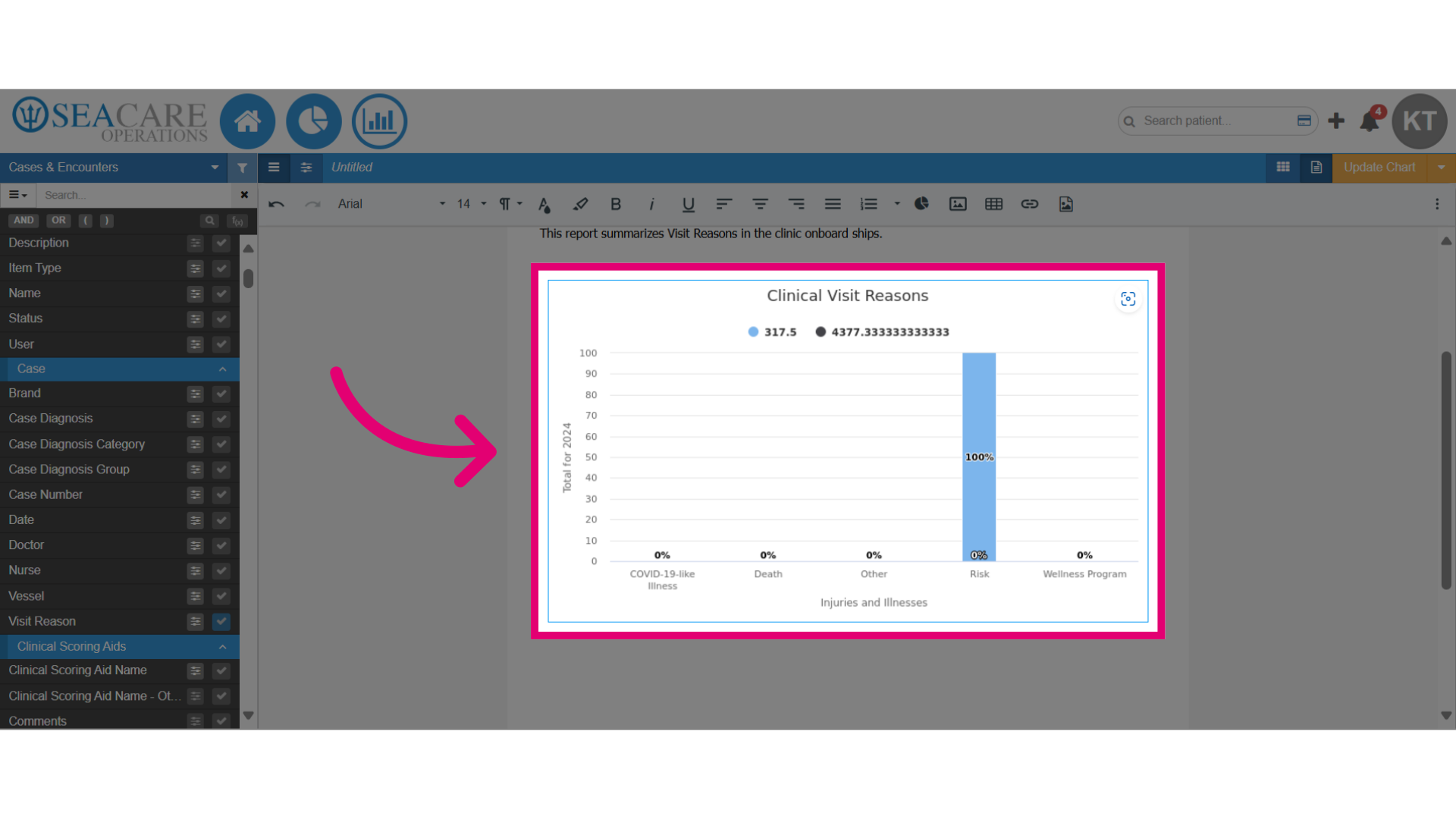 Double-click on the chart