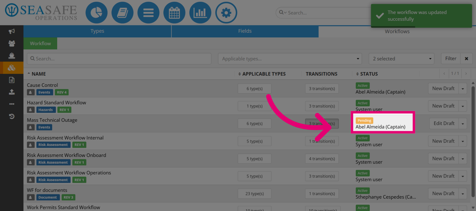 Workflow in Pending Status