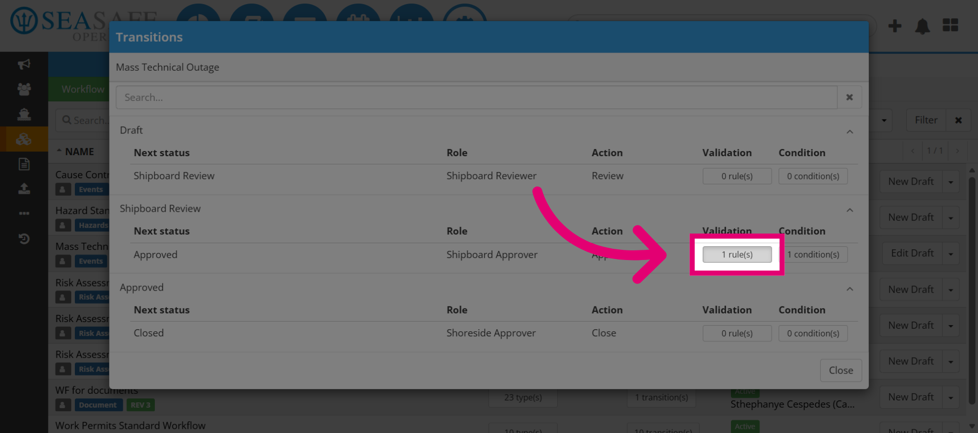 Select 'rules' for Review