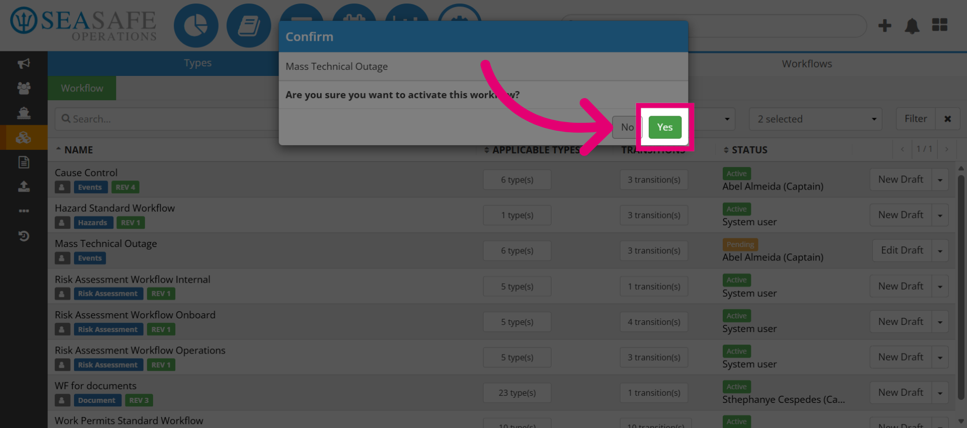 Confirm Workflow Activation