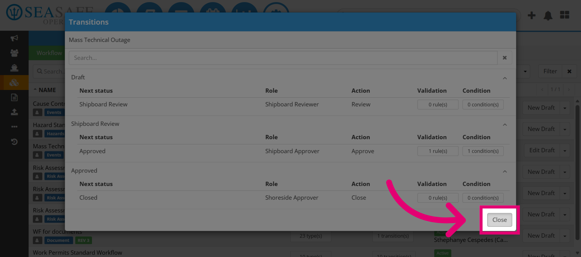 Close Workflow Editor