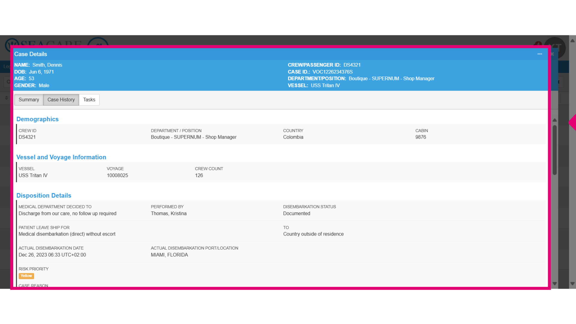 View the 'Case Summary' tab