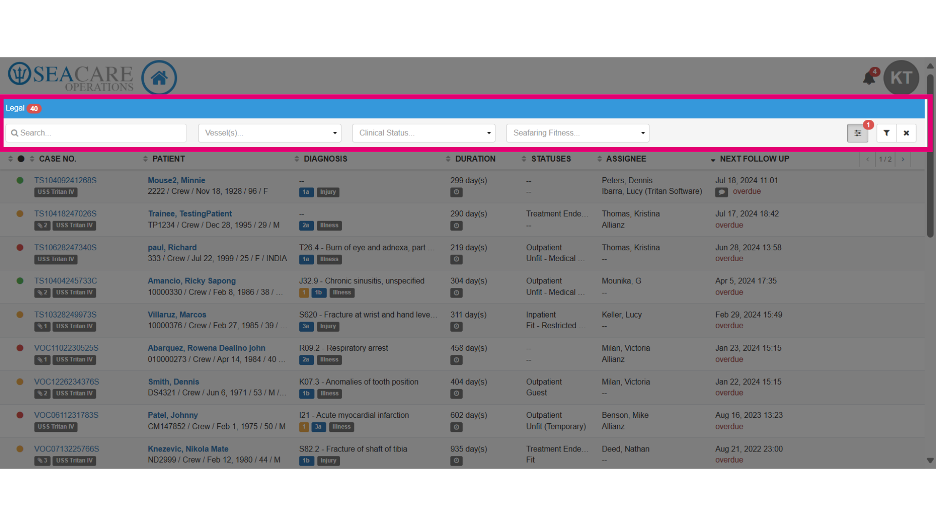 User the filters to locate a case