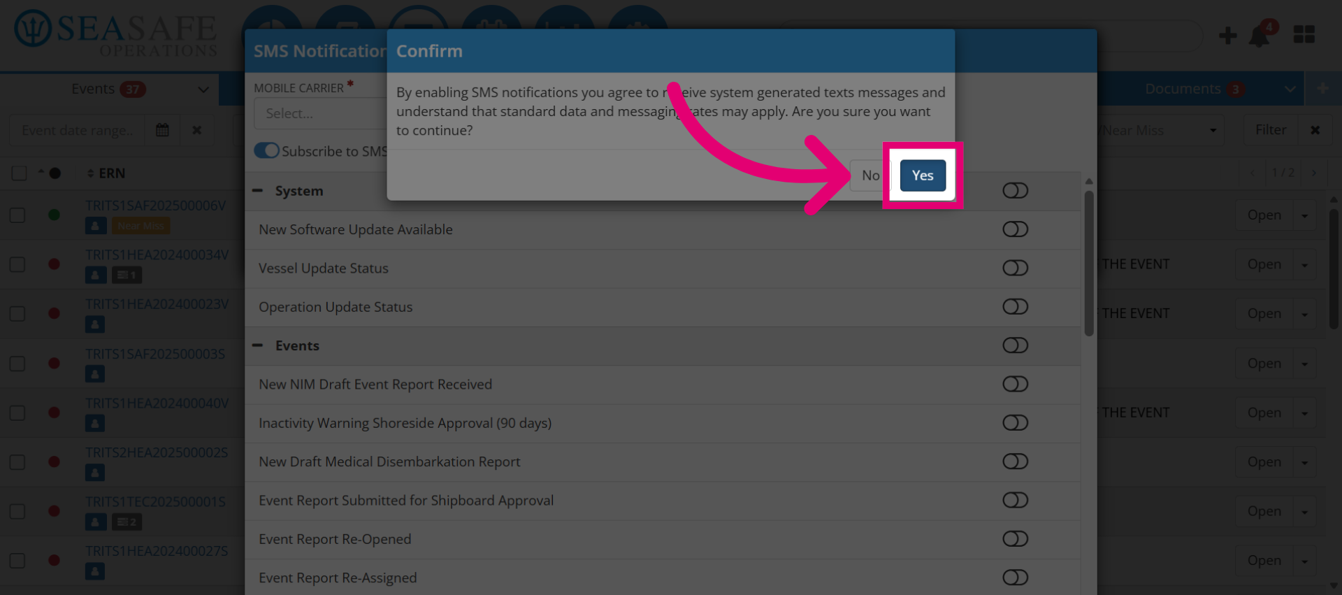 Confirm SMS Notification Change
