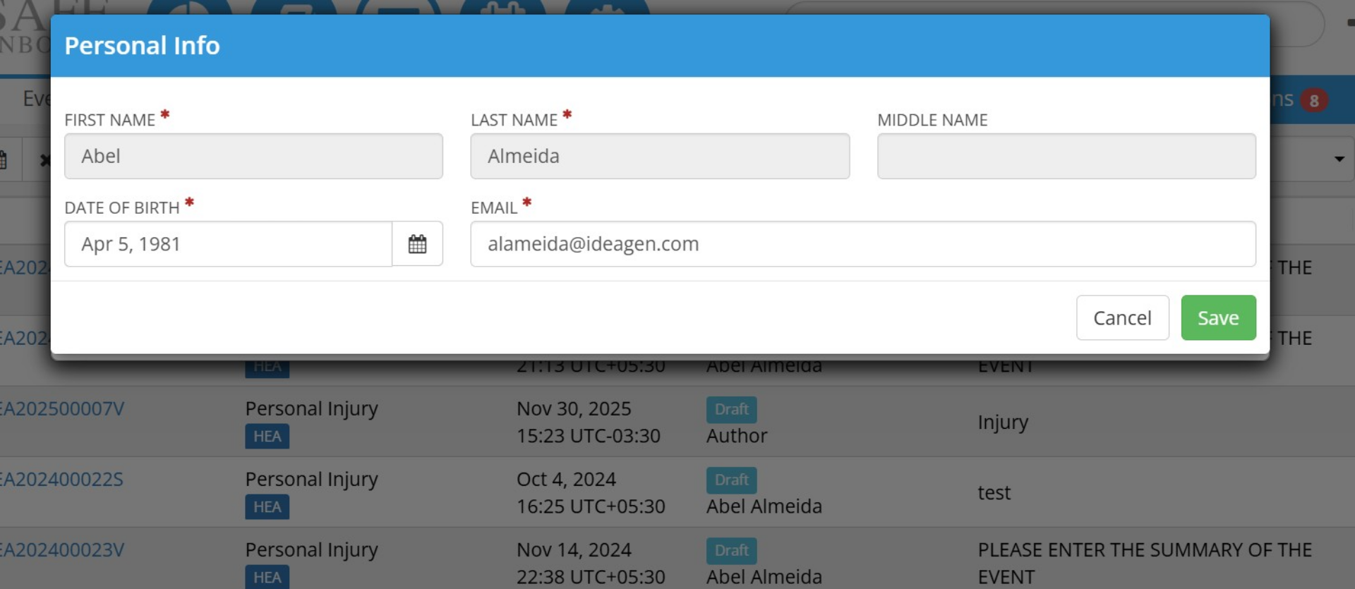 Update Personal Info