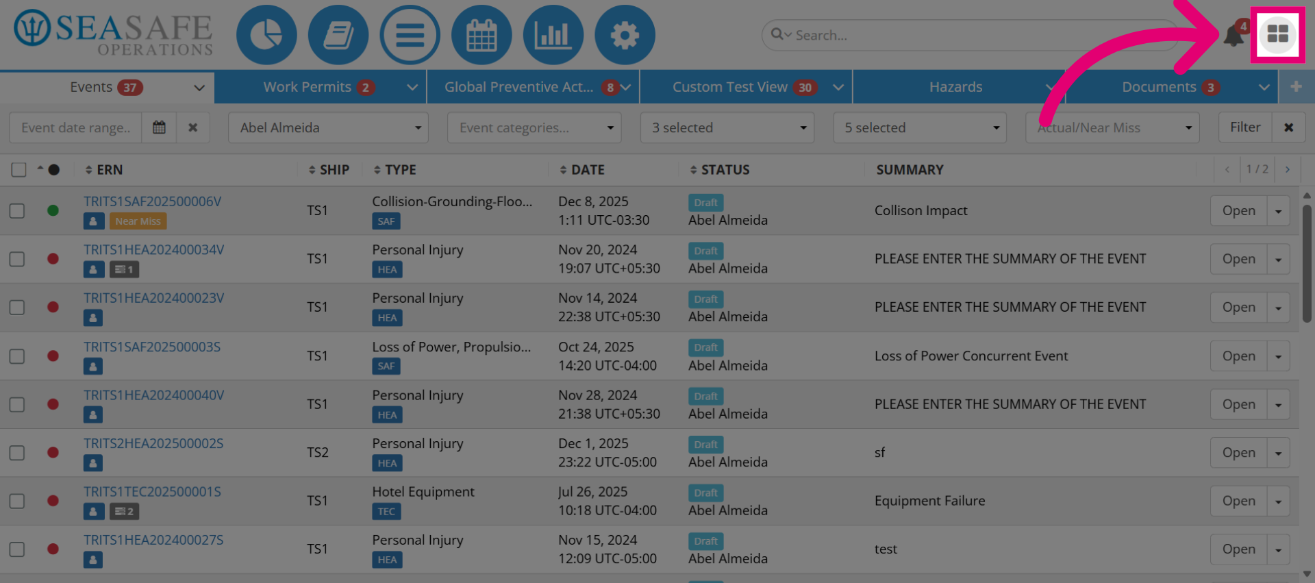 Access Profile Menu