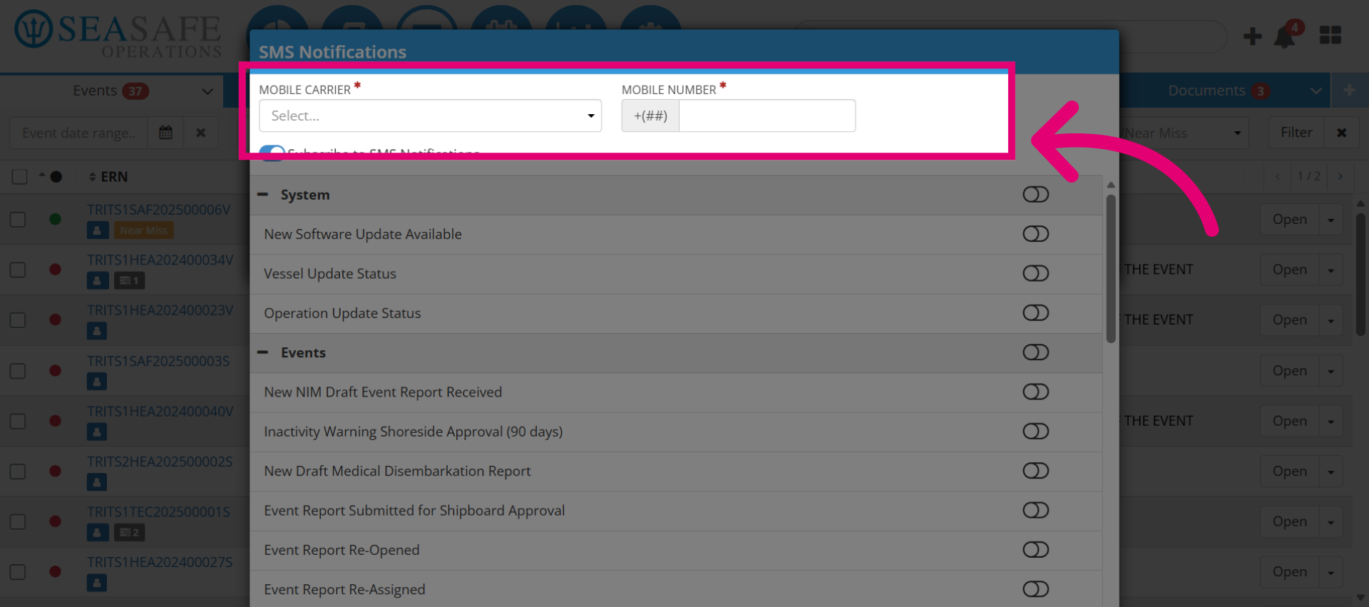 Select Mobile Carrier Field