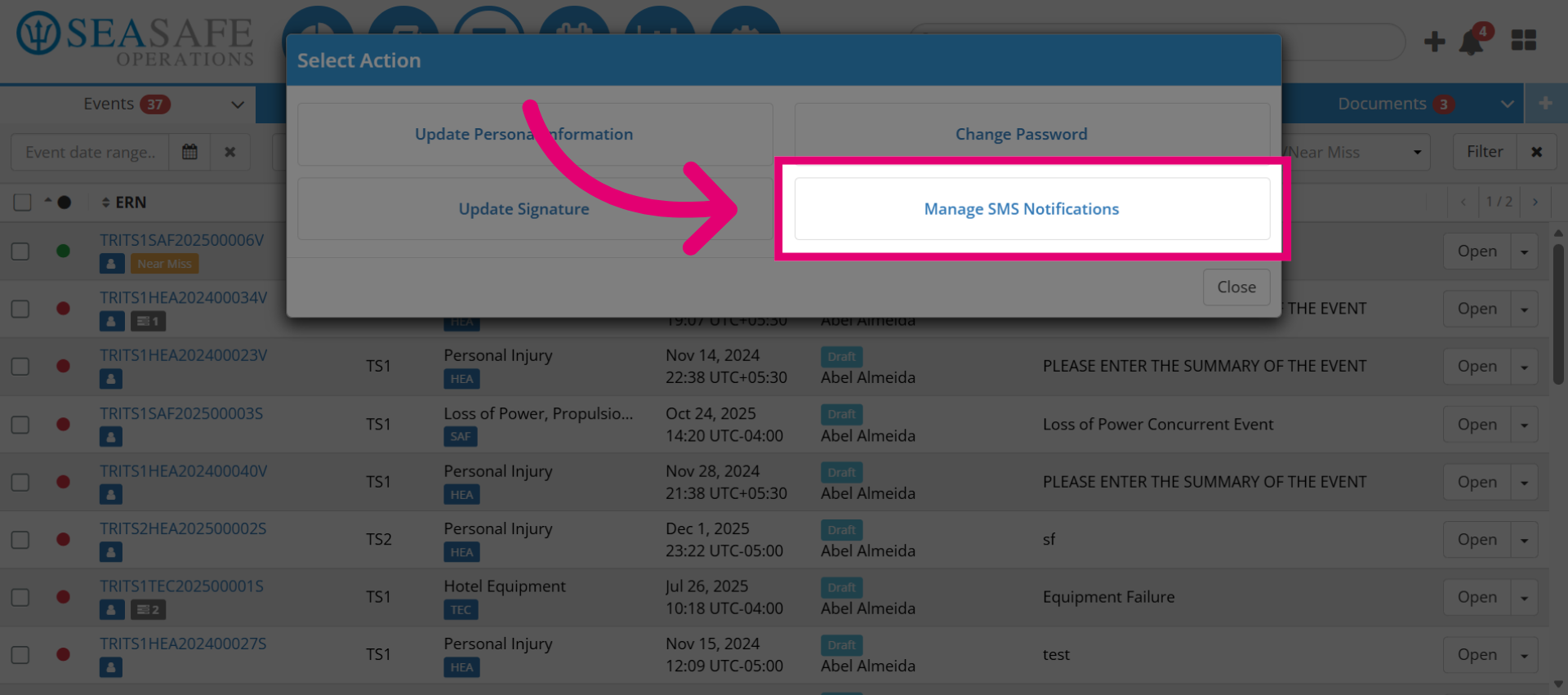 Manage SMS Notifications