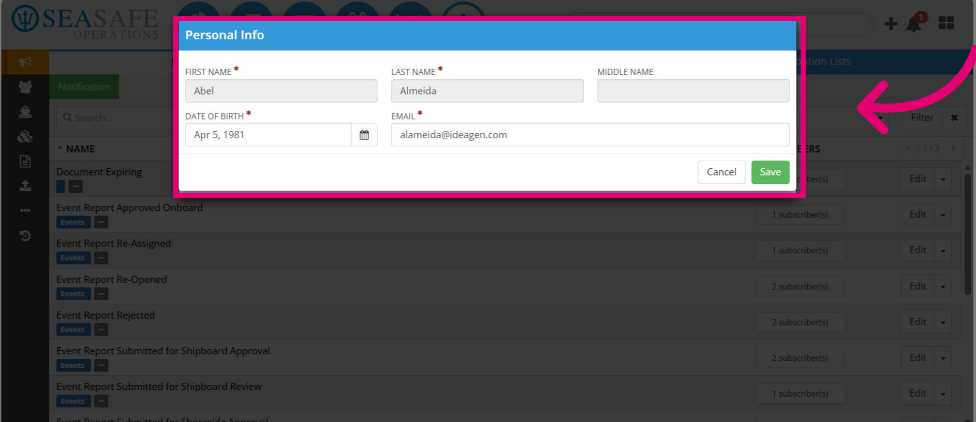 Edit Personal Info
