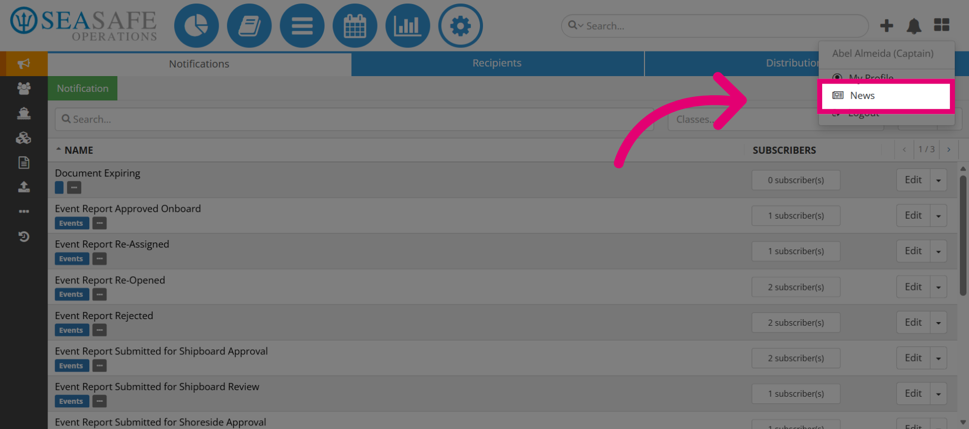 Access the 'News' section