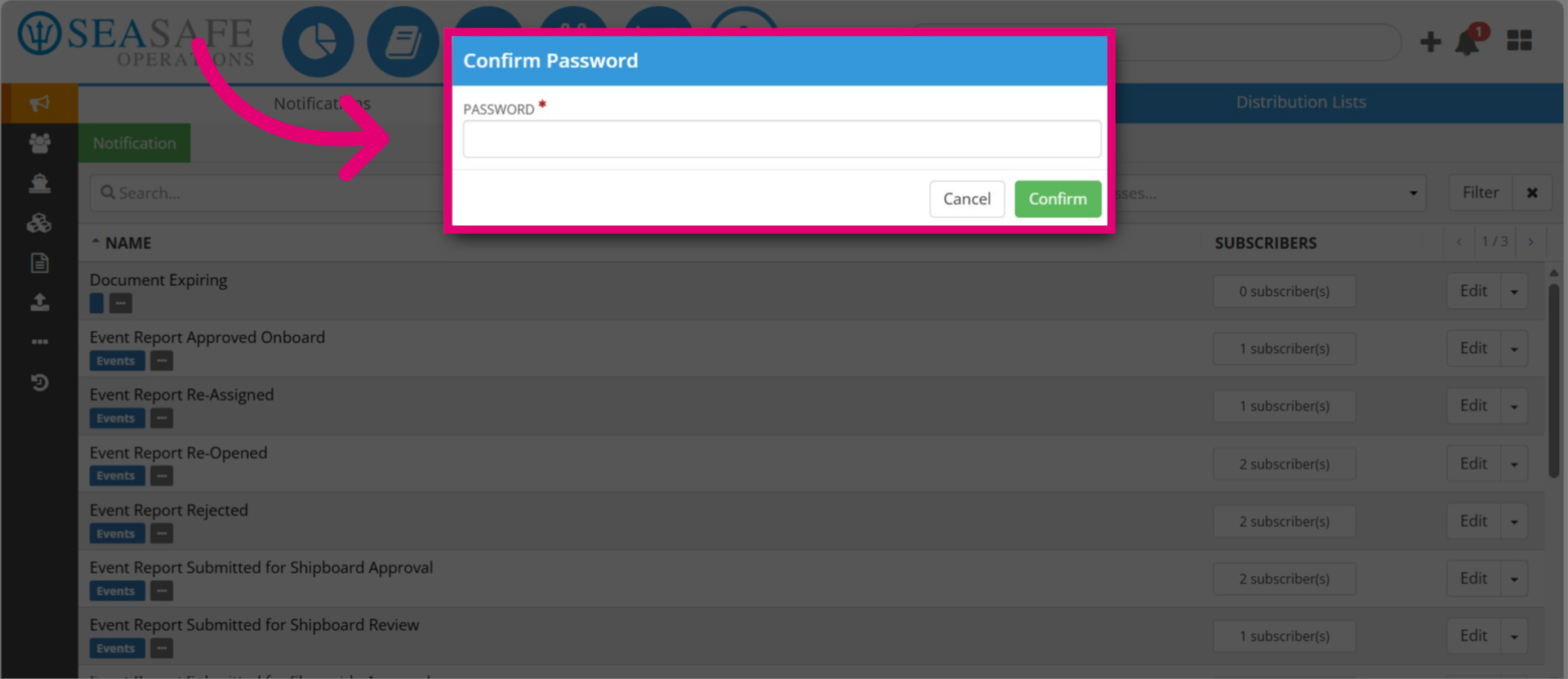 Re-enter your password