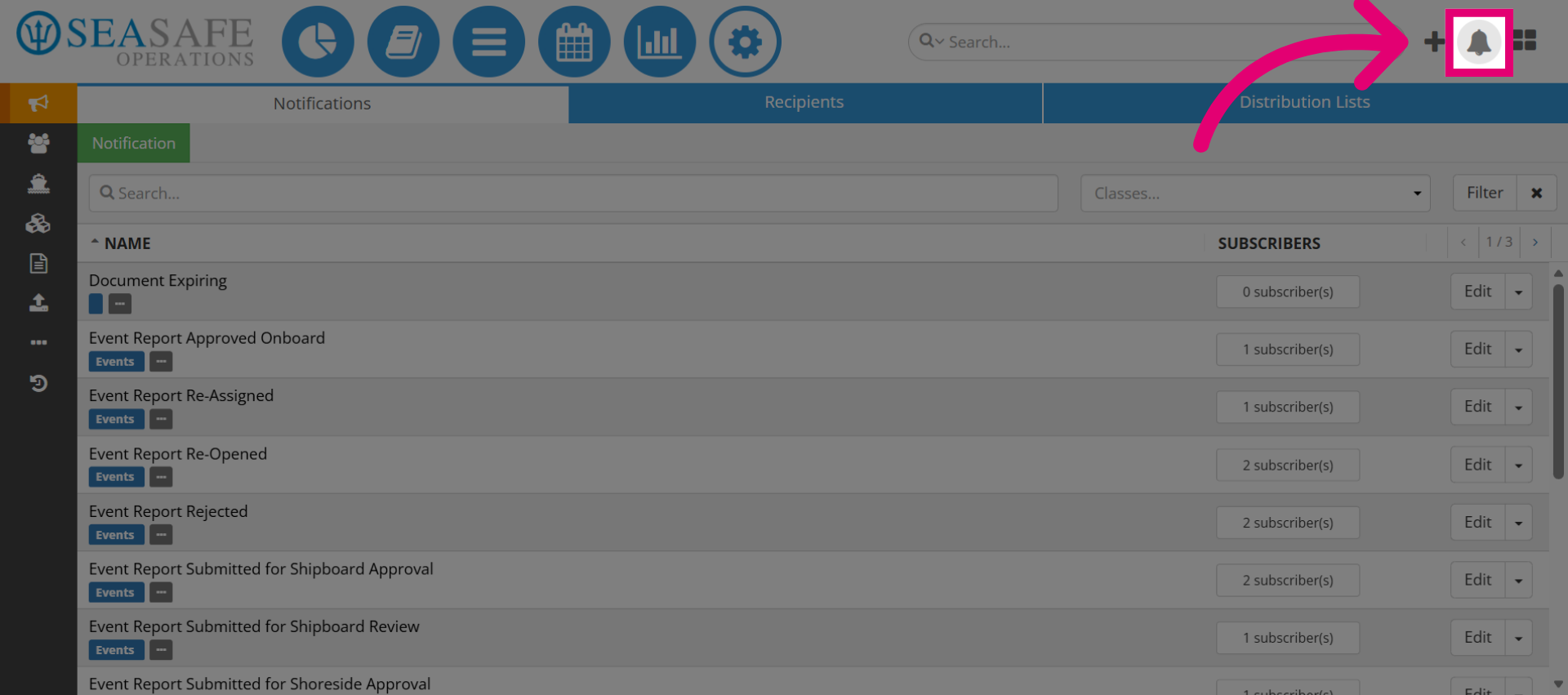 Select to view 'Notifications'
