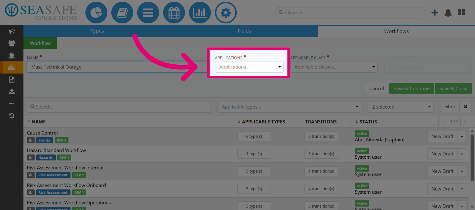 Access Applications Menu