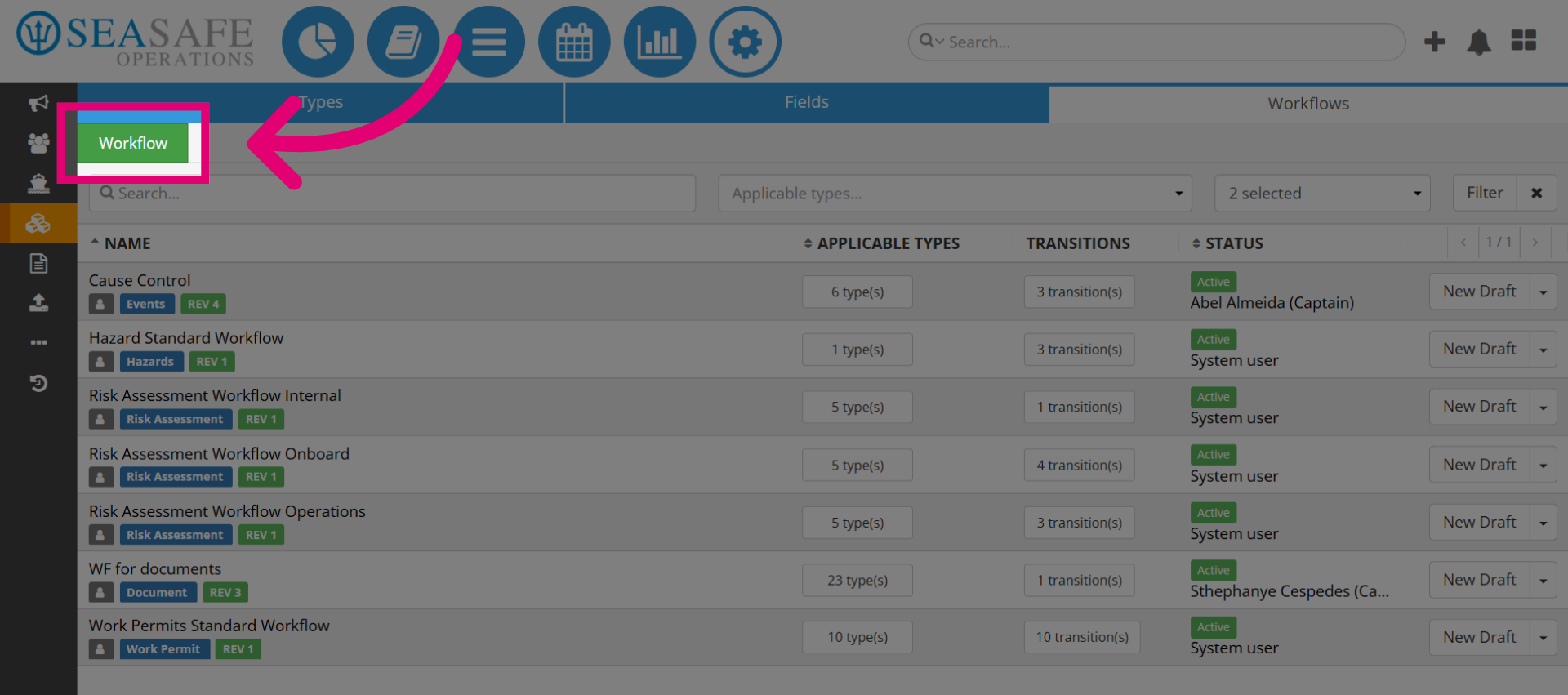 Navigate to Workflow Section