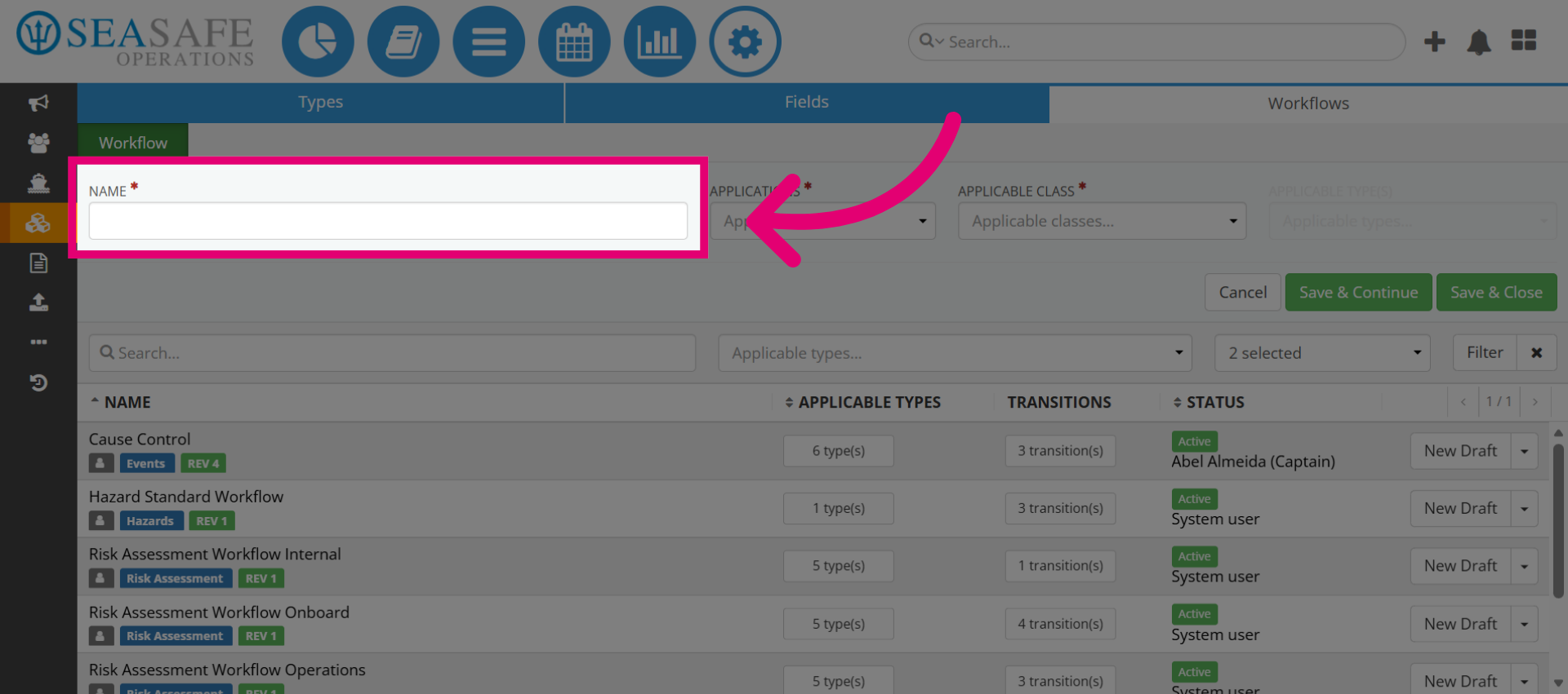Open Workflow Creation Panel