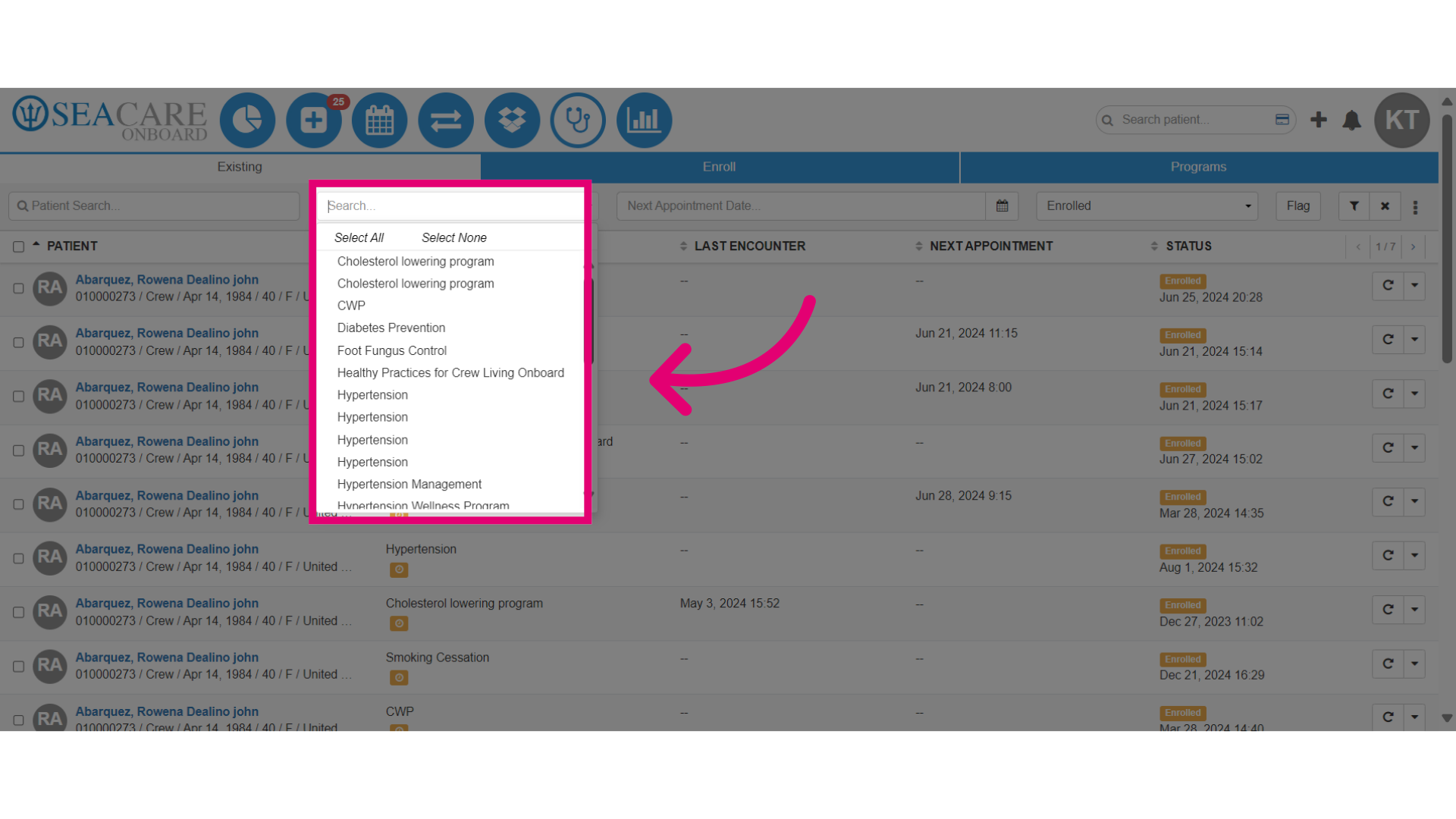 Select the program from the list