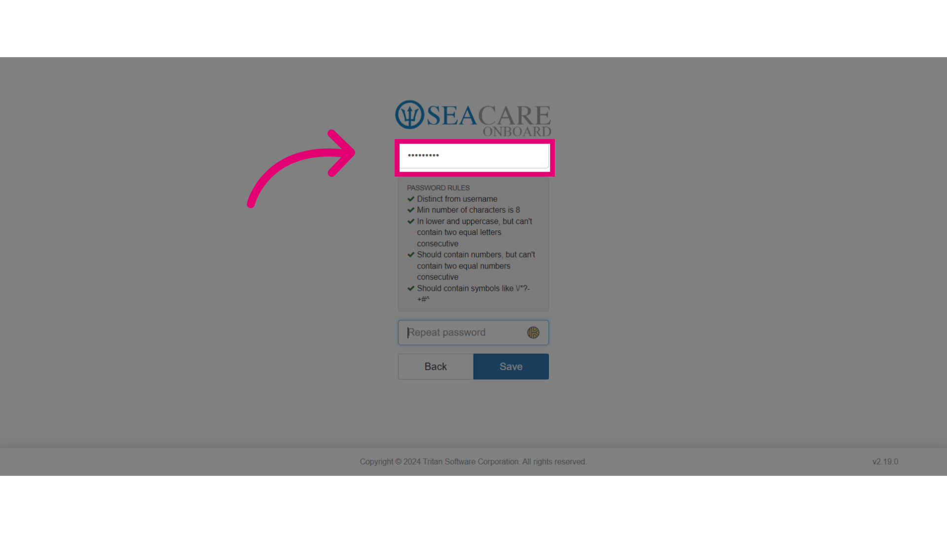 Enter your new password