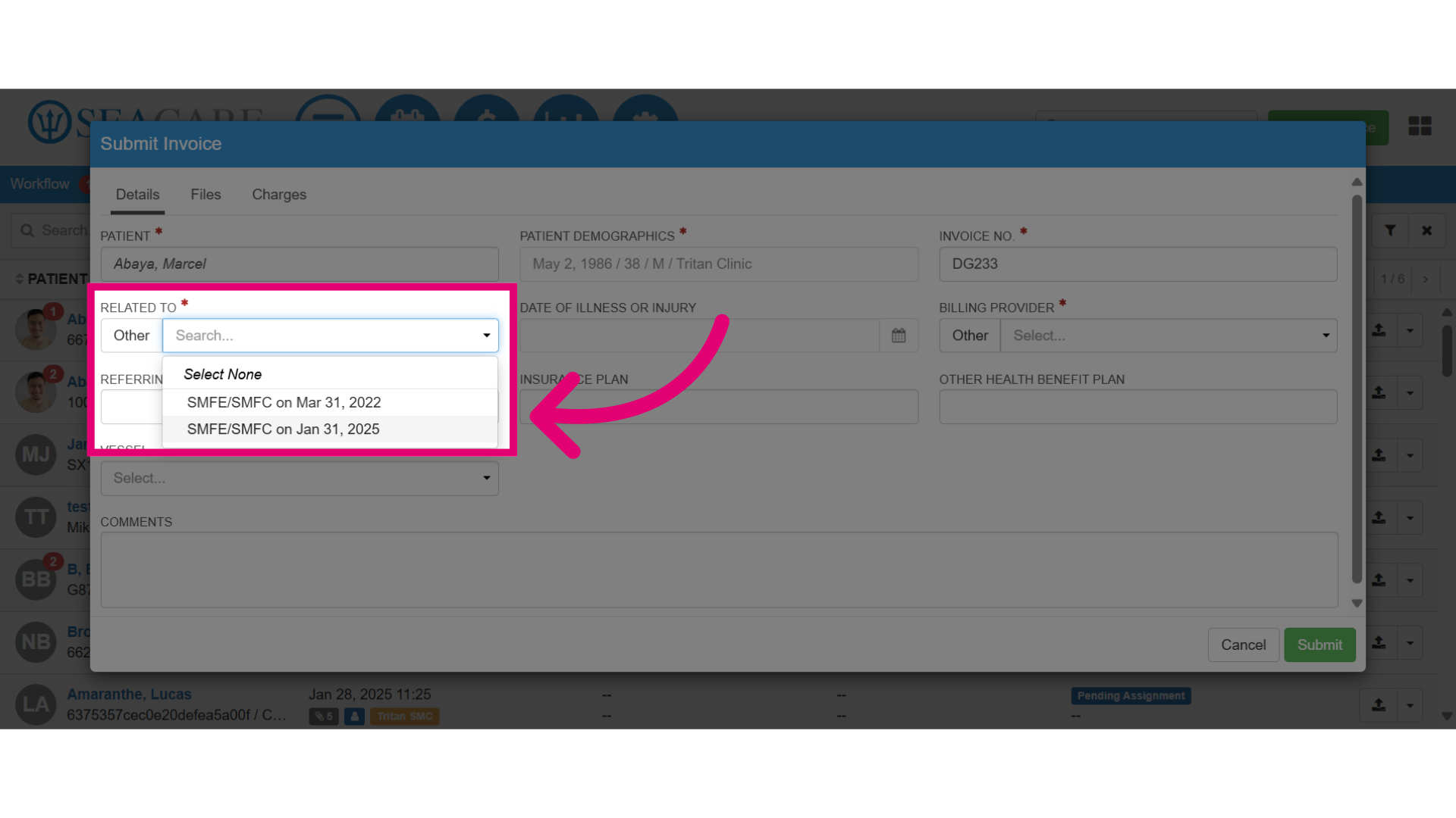 Specify what the invoice is 'Related to'