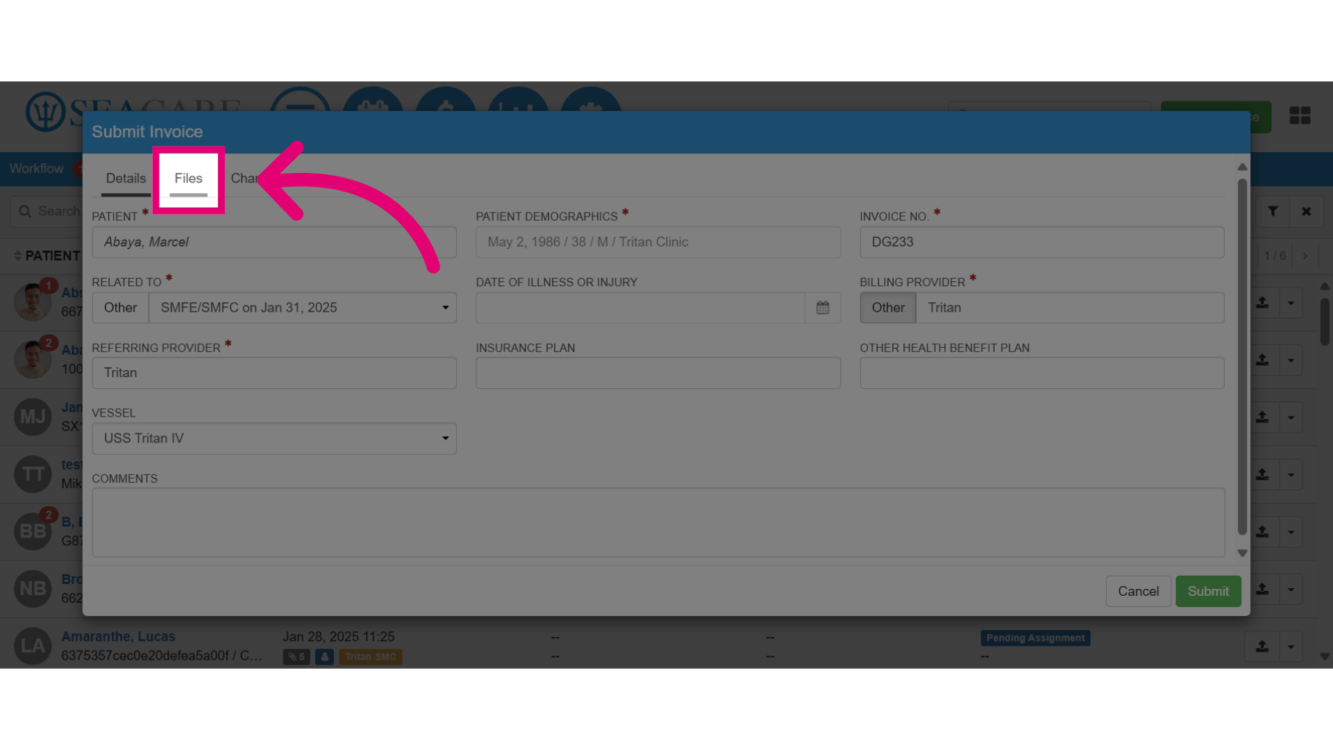 Select the  'Files' tab